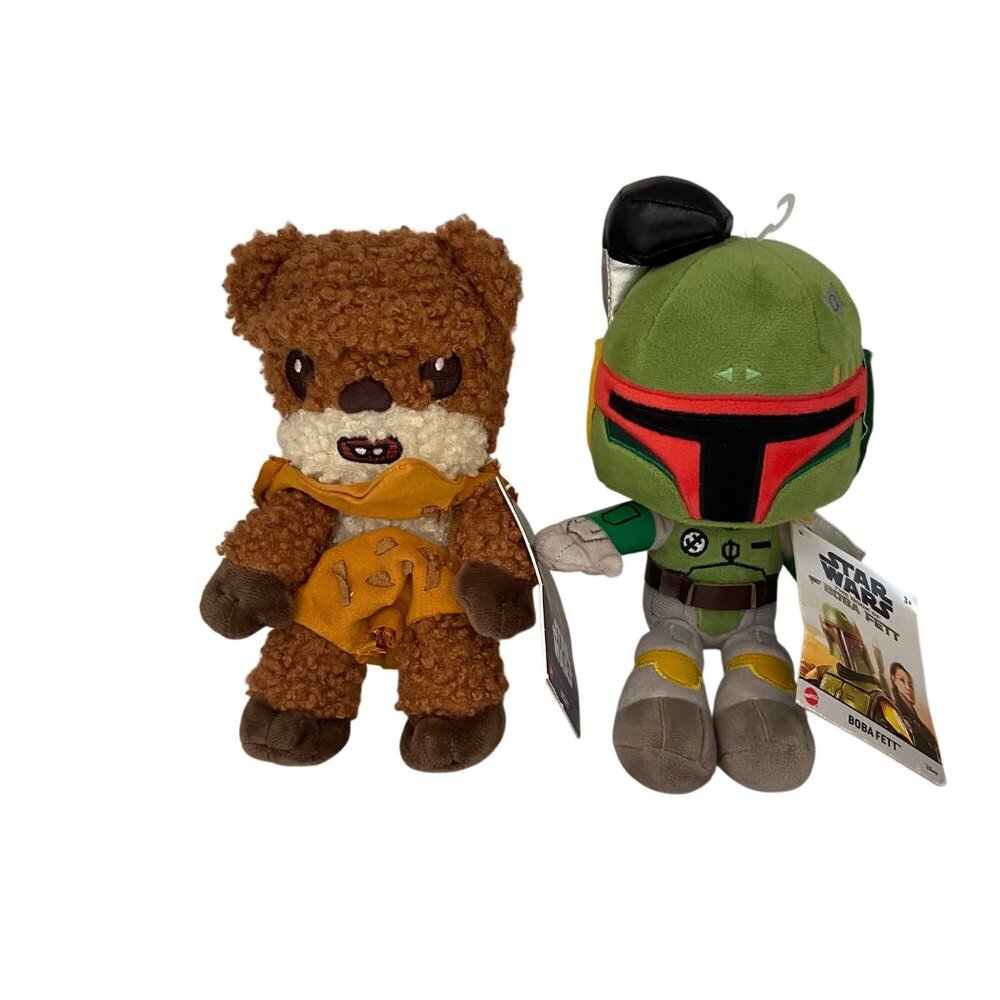 Star Wars Ewok & Boba Fett Plush Toys 20cm Mattel Soft Collectibles For Fans & K